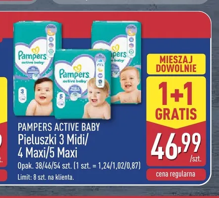 Pieluszki Active Baby 4 Maxi Pampers promocja w Aldi