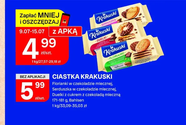 Ciastka Krakuski Florianki w czekoladzie mlecznej promocja w Chorten