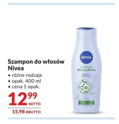 Szampon do włosów Nivea Moisture Hyaluron promocja w Makro