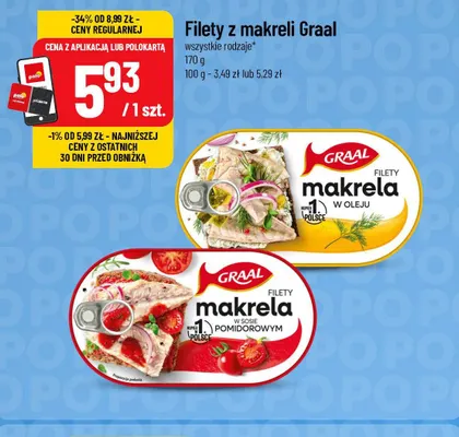 Filety z makreli w oleju Graal promocja w POLOmarket