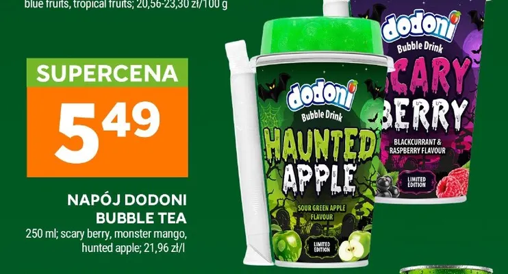 Napój Dodoni Bubble Tea monster mango promocja w Stokrotka