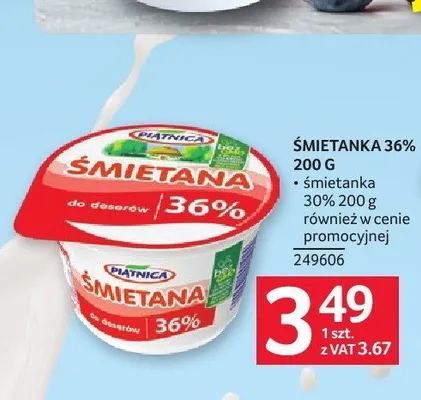 Śmietanka 36% Piątnica promocja w Selgros