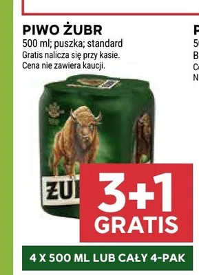 Piwo Żubr 4-pak 500 ml promocja w Stokrotka