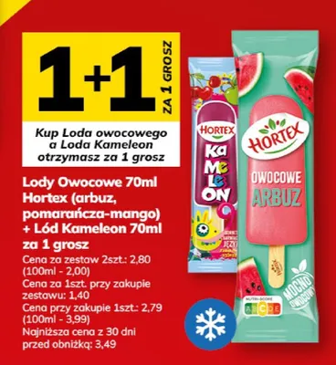Lody owocowe Hortex arbuz promocja w Hitpol