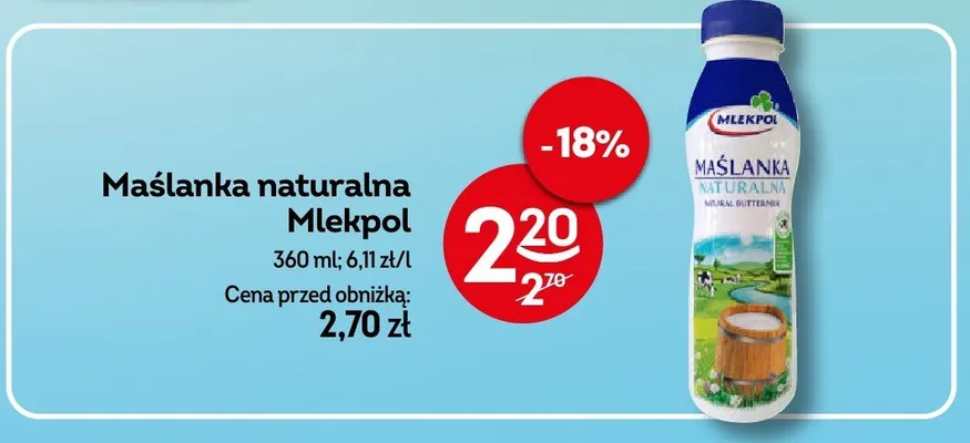 Maślanka naturalna Mlekpol promocja w Żabka