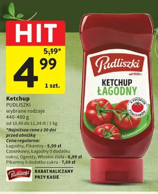 Ketchup łagodny Pudliszki promocja w Intermarche