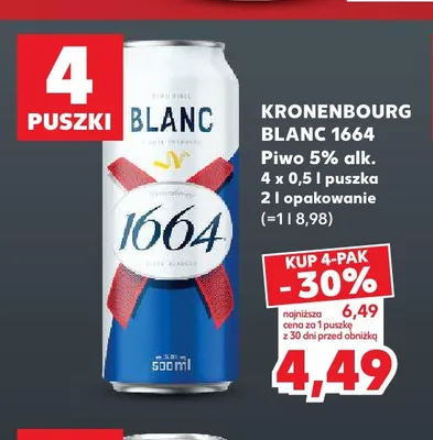 Piwo Kronenbourg Blanc 1664 4-pak 500 ml promocja w Kaufland