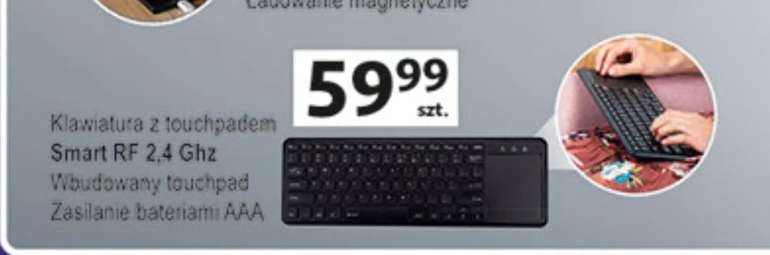 Klawiatura z touchpadem Smart RF 2,4 Ghz promocja w Auchan