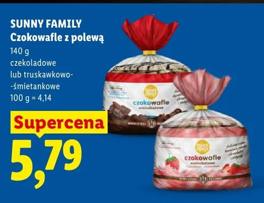 Czokowafle z polewą truskawkowo-śmietankowe Sunny Family promocja w Lidl