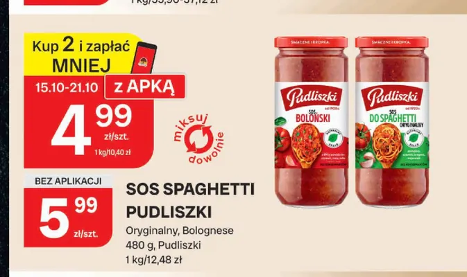 Sos spaghetti oryginalny Pudliszki promocja w Chorten