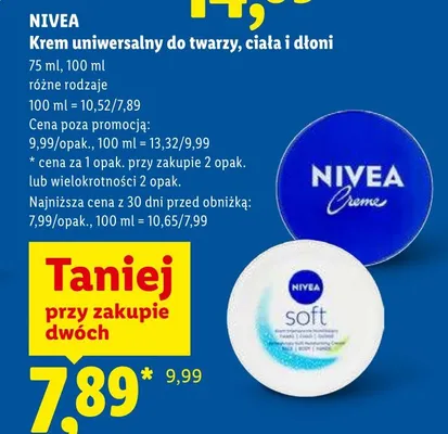 Krem uniwersalny do twarzy ciała i dłoni Nivea Creme promocja w Lidl