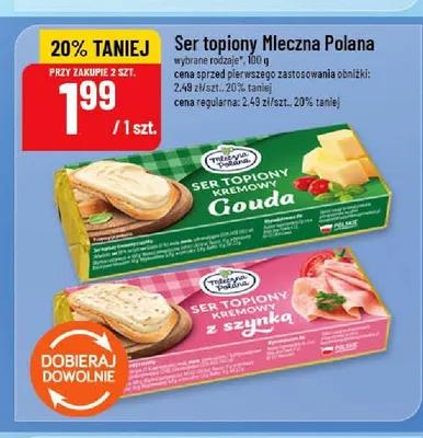 Ser topiony kremowy z szynką Mleczna Polana promocja w POLOmarket