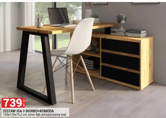 Zestaw biurko + komoda Iga Ii promocja w Merkury Market
