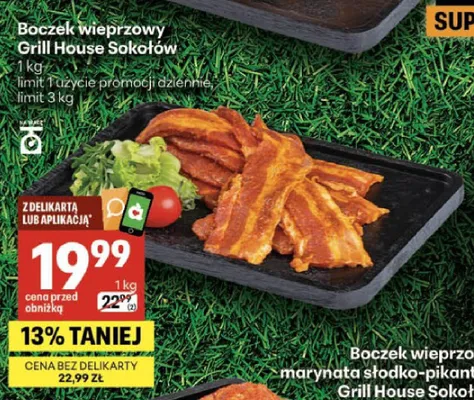 Boczek wieprzowy Grill House Sokołów promocja w Delikatesy Centrum