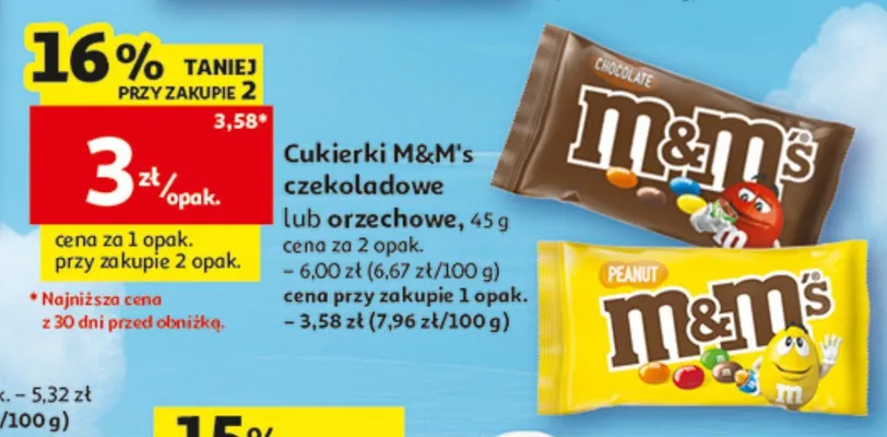 Cukierki M&M's orzechowe promocja w Auchan
