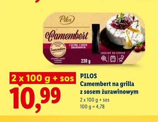 Camembert na grilla z sosem żurawinowym Pilos 2-pak promocja w Lidl