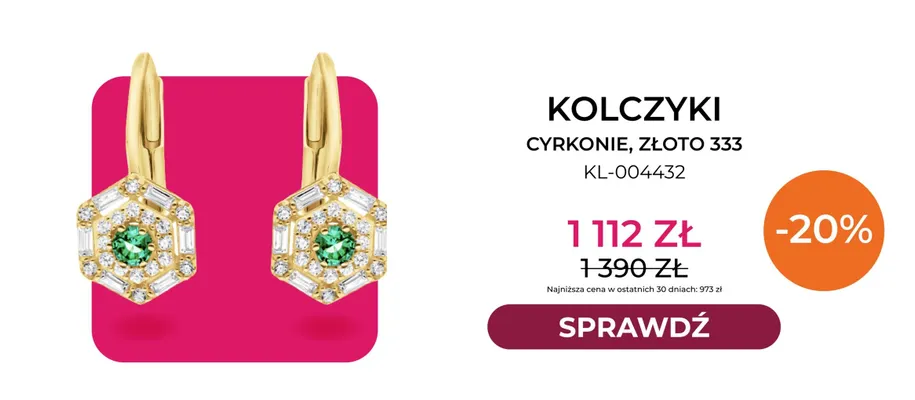 Kolczyki cyrkonie złoto 333 KL-004432 Briju promocja w Briju