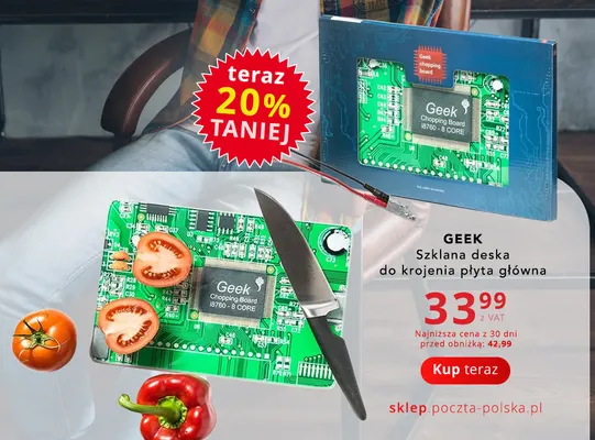Szklana deska do krojenia płyta główna Geek promocja w Poczta Polska