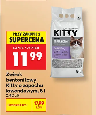 Żwirek bentonitowy Kitty o zapachu lawendowym promocja w Biedronka