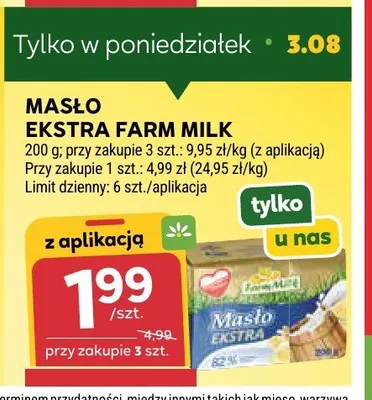 Masło ekstra Farm Milk promocja w Stokrotka