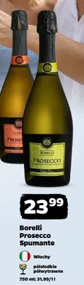 Wino Borelli Prosecco Spumante półsłodkie Włochy promocja w Netto
