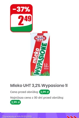 Mleko UHT 3,2% wypasione promocja w Dino