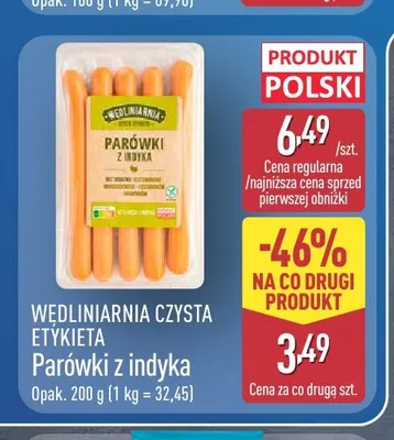 Parówki z indyka Wędliniarnia Czysta Etykieta promocja w Aldi
