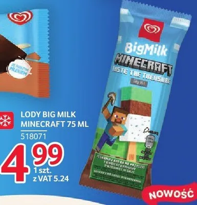 Lody Big Milk Minecraft 75 ml promocja w Selgros