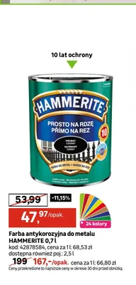 Farba antykorozyjna do metalu HAMMERITE 0,7l promocja w Leroy Merlin