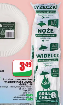 Sztućce transparentne wielokrotnego użytku Grill & Chill widelce promocja w Dino