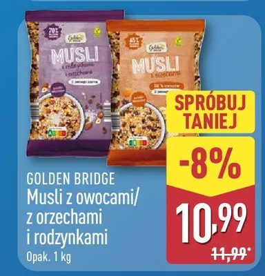 Musli z owocami/z orzechami i rodzynkami promocja w Aldi