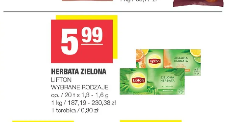 Herbata zielona Lipton promocja w SPAR