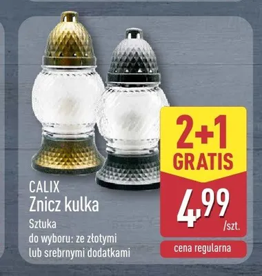 Znicz kulka Calix srebrny promocja w Aldi