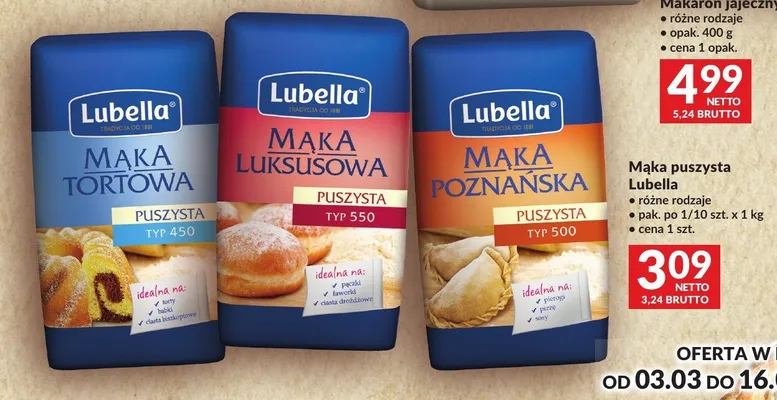 Mąka puszysta Lubella tortowa typ 450 promocja w Makro