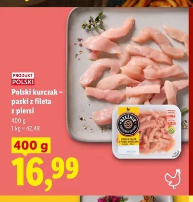 Polski kurczak - paski z fileta z piersi Rzeźnik promocja w Lidl