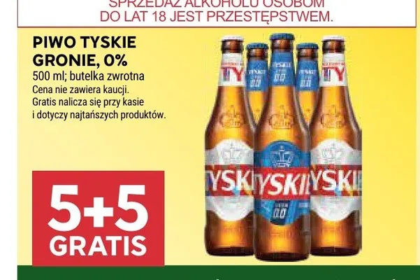 Piwo bezalkoholowe Tyskie Gronie promocja w Stokrotka