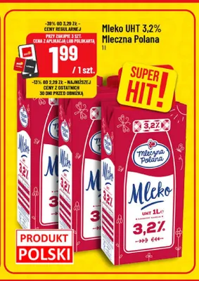 Mleko UHT Mleczna Polana 3,2% promocja w POLOmarket