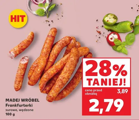 Frankfurterki surowe, wędzone promocja w Kaufland