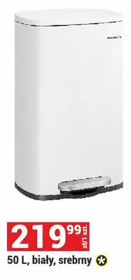 Kosz na śmieci 50l biały srebrny promocja w Merkury Market