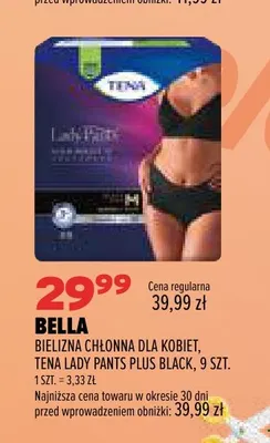 Bielizna chłonna dla kobiet Tena Lady Pants Plus Black Bella promocja w Drogerie Natura
