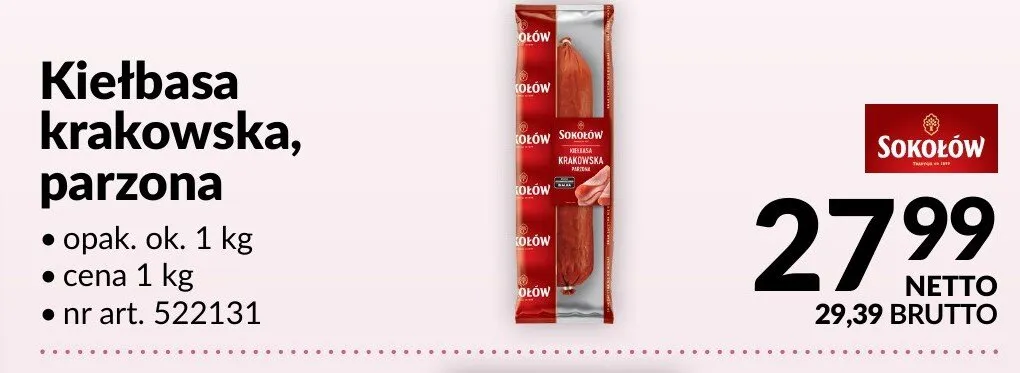 Kiełbasa krakowska, parzona promocja w Makro