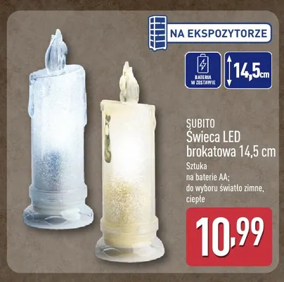 Świeca LED brokatowa 14,5 cm Subito promocja w Aldi
