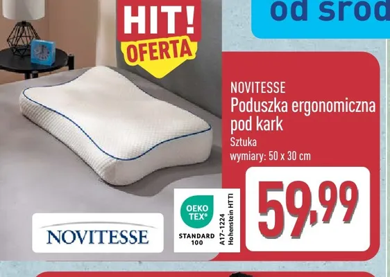Poduszka ergonomiczna pod kark 50x30 cm Novitesse promocja w Aldi