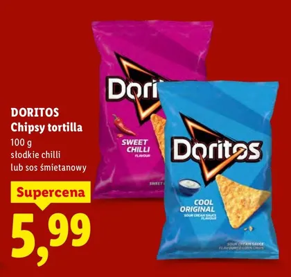 Chipsy tortilla słodkie chilli lub sos śmietanowy promocja w Lidl