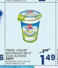 Jogurt naturalny Primo Zott promocja w Wafelek