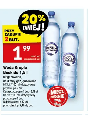 Woda Kropla Beskidu promocja w Twój Market