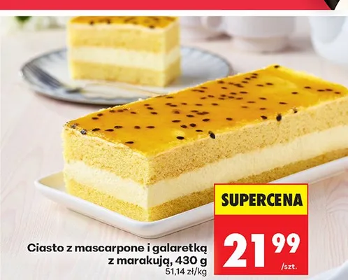 Ciasto z mascarpone i galaretką z marakują promocja w Biedronka