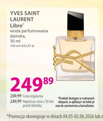 Woda perfumowana damska YVES SAINT LAURENT Libre promocja w Hebe