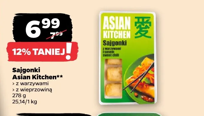 Sajgonki z wieprzowiną Asian Kitchen promocja w Netto