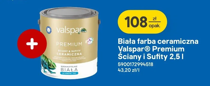Biała farba ceramiczna Valspar Premium Ściany i Sufity promocja w Castorama